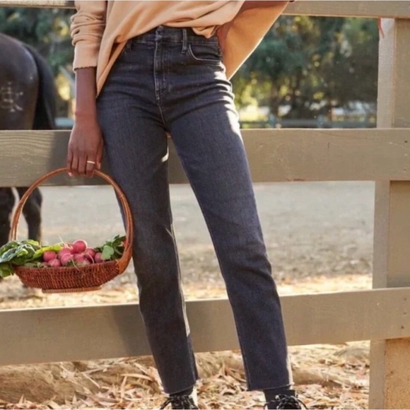 Frank & Eileen Denim - Frank & Eileen Derry Signature Slim Straight Washed Black Raw Hem Jeans Size 27